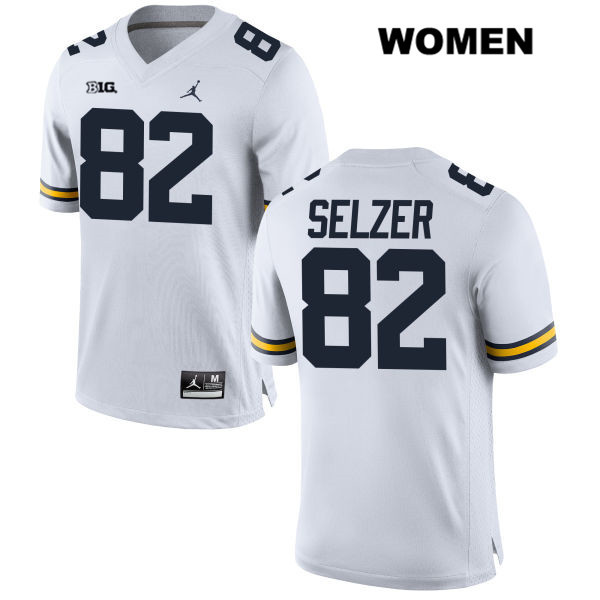 Women's NCAA Michigan Wolverines Carter Selzer #82 White Jordan Brand Authentic Stitched Football College Jersey IK25F86KU